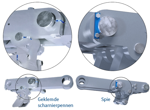 Geklemde scharnierpennen